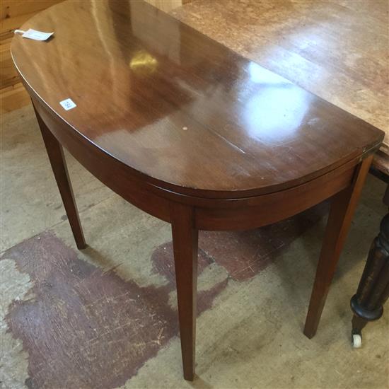 Mahogany demi-lune folding top card table